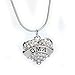 Heart Oma Pendant Necklace Women Girl Gift - Blue Crystal Silver Jewelry
