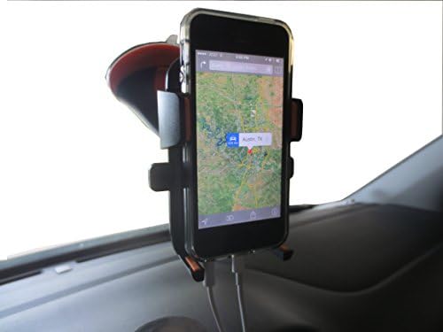 1TouchMount Smartphone GPS Windshield Extra-large Suction Mount (Orange) with FREE Foldable Card Size Acrylic Smartphone Stand - Works great for iPhone 5S/5C/5, Samsung Galaxy Note3/Note2/S5/S4/S3 and most smartphones