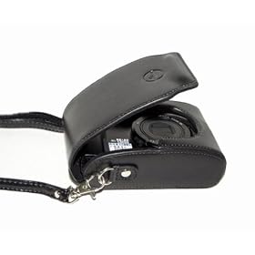Camera Leather Case Black for Leica V-LUX20 LUX30 + Hand Strap (V-LUX-20 LUX-30 Bag) by Protech