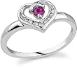 Diamond Heart Ruby Ring, 14K White Gold