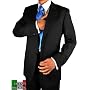 Jet Black Hand Tailored Mens Suits Valenti Made in Italy Super 150 Worsted Wool - 2 Button Jacket - Complete Suit w/ Blazer and Pants for Business and Year Round Use