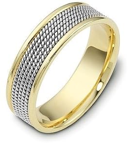 18 Karat Gold and Platinum 7mm Comfort Fit Wedding Band Ring - 11.5