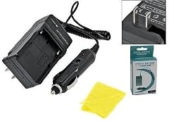 Digital Replacement Mini Battery Travel Charger for Specific Digital Camera and Camcorder Models / Compatible with FUJIFILM NP-120, KODAK KLIC-5001, KYOCERA BP-1500S, PENTAX D-LI7, RICOH DB-43 charges with Intelligent-Charge Technology - Includes Car Adapter and Leatherette Camera / Lens Accessories Pouch
