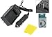 Digital Replacement Mini Battery Travel Charger for Specific Digital Camera and Camcorder Models / Compatible with FUJIFILM NP-120, KODAK KLIC-5001, KYOCERA BP-1500S, PENTAX D-LI7, RICOH DB-43 charges with Intelligent-Charge Technology - Includes Car Adapter and Leatherette Camera / Lens Accessories Pouch