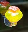Yellow Crackle Glass Window Mounted Hummingbird Feeder