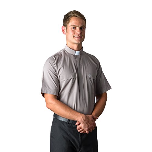 mds 7400 Gray Tab Collar Cotton Rich SS Clergy Shirt