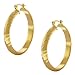 1 1/2 Inch Women Gold Plated Diamond-Cut Hoop title=