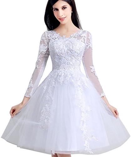 Favebridal Tulle A-Line Short Wedding Dress for Women SQ16121WT-US8