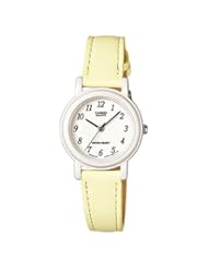 Casio Womens Yelloe/Beige Genuine Leather Analog Watch LQ139L-9B