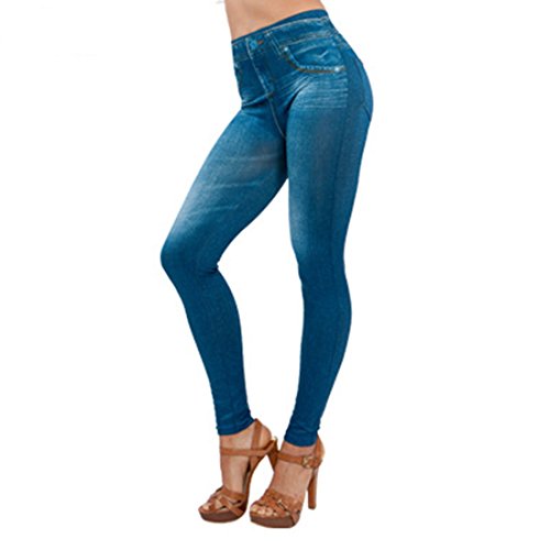 Eastabile Womens' Jeans Printed Slim Denim Jeggings Leggings Stretchy Pencil Pants (L, Blue)