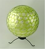 Outdoor Living : 12 inch Lime Green Silver Optic Glass Gazing Globe with Wrought Iron Adapter Stand