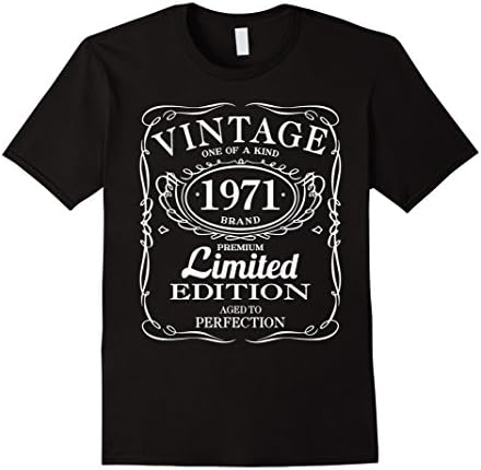 Men's 45th Birthday Gift Vintage 1971 Limited Edition T-Shirt XL Black