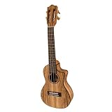 Lanikai Solid Zebrawood Concert Cutaway Ukulele with Electronics