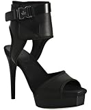 Gucci black leather 'Gail' ankle wrap platform sandals