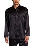 Intimo Men's Classic Satin Long Sleeve One Pocket Pajama Top