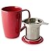 FORLIFE Curve Tall Tea Mug with Infuser and Lid 15 ounces, Red