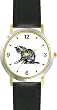 Gray Tabby Kitten or Cat - WATCHBUDDY&reg; DELUXE TWO-TONE THEME WATCH - Arabic Numbers - Black Leather Strap-Women's Size-Small