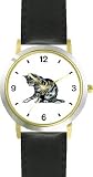 Gray Tabby Kitten or Cat - WATCHBUDDY® DELUXE TWO-TONE THEME WATCH - Arabic Numbers - Black Leather Strap-Women's Size-Small