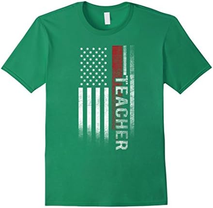 Men's American Teacher USA Flag Professor Proud Freedom Tee Shirt Medium Kelly Green