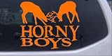 Orange 10in X 7.9in -- Horny Boys Funny Hunting And Fishing Car Window Wall Laptop Decal Sticker