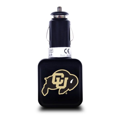 NCAA Colorado Buffaloes Dual USB Car Charger with USB Charge/Sync Cable for Apple iPhone, iPod, and iPad
