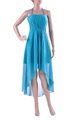A-line Halter Bateau Neck Chiffon  Dress