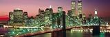 New York City (Manhattan Night Skyline, Color, Panoramic View) Art Poster Print - 12 X 36