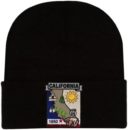 California 1850 The Golden State Black Cuffed Beanie