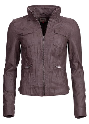 Only PU Lederjacke Lion Übergangsjacke Kunstleder iron steel grau