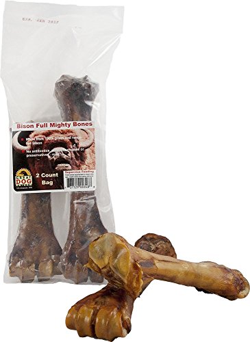 Great Dog Mighty Full Bison Bones-2 Count Bag (Sourced & Made in USA)