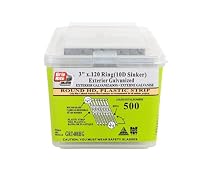 Grip-Rite 10d Sinker 3- by .12-Inch, Ring Shank, Hot-Dipped, Galvanized, Full Round Head, Plastic Collated, Stick Framing Nails, 500 per tub