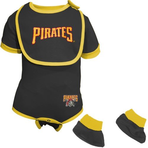 Pittsburgh Pirates Infant Black Baseball Bib & Booties Set (18 Months)