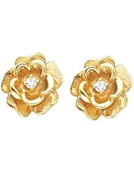 Pair of 14K Yellow Gold Diamond Rose Earrings - 0.06 Ct. -- LIFETIME WARRANTY