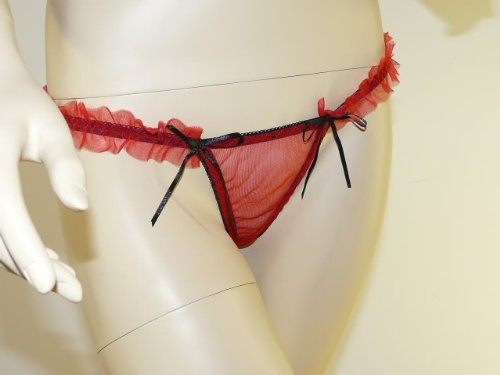 Erotischer Tanga Slip Rot Schwarz Dessous Wäsche D16