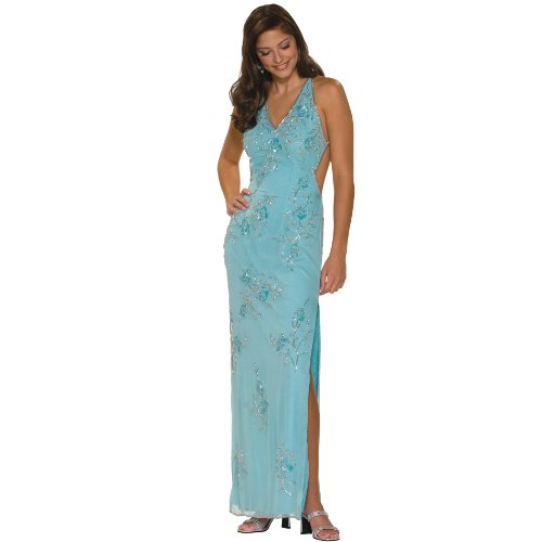 Prom Dress. Womens Long Evening Gown. Beaded Dress by Sean Collection (8681) AQUA