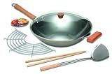 Joyce Chen Pro Chef 8-Piece Carbon-Steel Flat-Bottom 14-Inch Wok Set