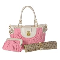 Pink Canvas and Pearl Leather Designer Diaper Bag for Girls -Stylish Diaper Bags