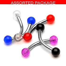 8 Piece Mixed Uv Lot Curved Eye Brow Eyebrow Body Jewelry Piercing Bar Ring Rings
