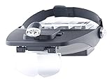 ヘッドルーペ LED 付 で 1.2 1.8 2.5 3.5 倍 の 拡大鏡 / 眼鏡式 で 宝石 鑑定 時計修理 精密 作業 に 最適 (タイプC)