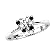 14K White Gold 1/5 ct. Black and White Diamond Butterfly Ring