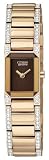 Rose Gold Tone Eco-Drive Swarovski Crystals Brown Dial