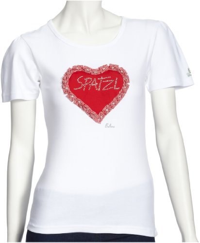 BALBINA 109000006610 Shirt Herz rot \"Spatzl\" Damen , Gr. 34 (XS),  Wei&szlig; (white Preisvergleich