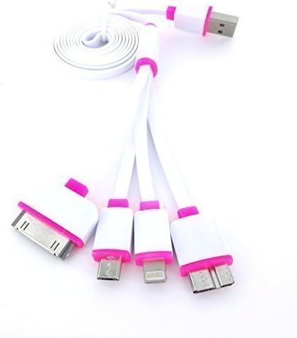 cable life high quality TxLove 4 in 1 Multiple Adjustable USB Adapter Charging Cable Connector And Micro USB for iPhone 6, 6 Plus, 5 / 5S / 5C, iPad 4th Gen, iPad Air, iPad Mini, iPod touch 5th Gen, iPod Nano 7th Gen, Samsung Galaxy S5 and Samsung Galaxy Note 3 (white with pink)