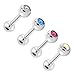 BodyJ4You 5PC Tragus Earrings Cartilage Studs 16G Rook Daith CZ Crystals Steel Barbell Piercing