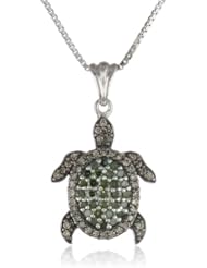 Multicolor Diamond Turtle Pendant Necklace (0.50 cttw, I2-I3 Clarity)