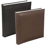Malden International Rugby Woven Fabric Series, Postbound Scrapbook Album, with 100 12 x 12 Pages, Color: Brown