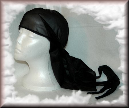 Sport Dorag Tie Down Long Tail Breathable Mesh Du-Rag Cap in Black