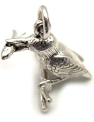 Welded Bliss Sterling 925 Silver Kingfisher Bird Charm with Moving Fish in Mouth. WBC1077