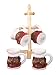 4pc COFFEE MUGS W/WOOD RACK BLACK CHEF /AUNT JEMIMA