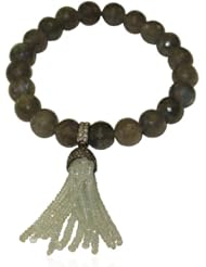 18kt Solid Gold Diamond Beaded Tassel Cord Bracelet Jewelry